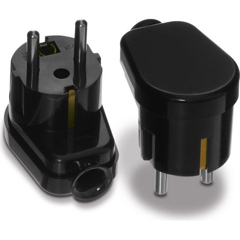 Clavija angular UNI-SCHUKO, 2P+Z, 16A, 250V, negra - VT-301-0025