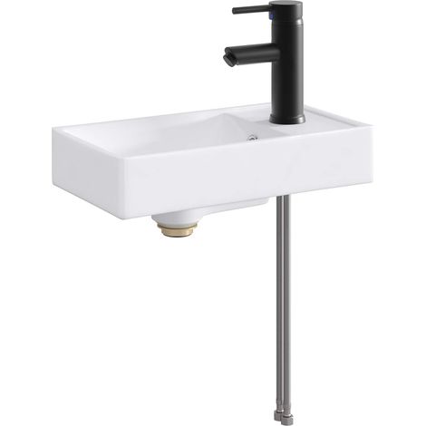 vidaXL Bathroom Wash Basin Matte Black 40.5 x 22.5 x 11.5 cm Metal