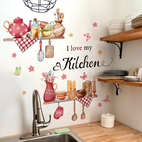 Stickers muraux de cuisine, stickers muraux avec phrases décoratives, stickers porte rivière, stickers décoratifs cuisine (1/5)