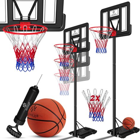 KESSER® Basketballkorb Premium mit Ständer Rollen Inkl. Basketball + Pumpe verstellbare Korbhöhe 230 bis 305 cm höhenverstellbar Korbanlage Outdoor Schwarz (1/5)
