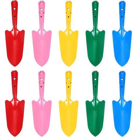 10pcs Mini Pelles Colorées en Métal 11" x 3" Set De Pelle À Main pour Jardinage Outils De Transplantation pour Fleurs Sol Creusage Plantation Désherbage, 5 Couleurs (1/5)