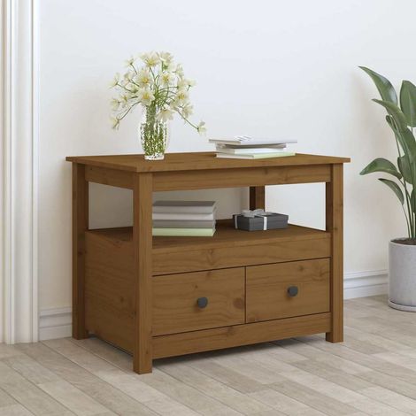 vidaXL Table basse Marron miel 71x49x55 cm Bois massif de pin (1/5)