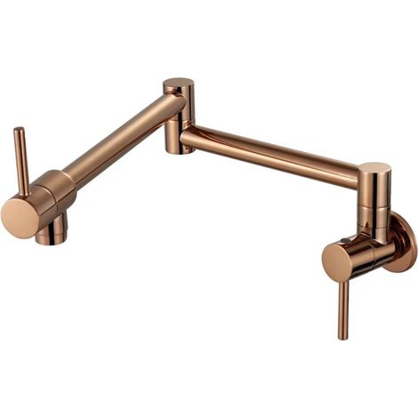 Robinet de remplissage de pot Pot de remplissage de serveur mural mural de cuisine pliable robinet simple pavé de trou simple froid plit rotation pliant bec chromé Robinet pliant ( Color : Rose Gold , (1/5)