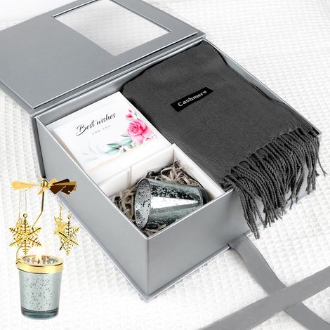 Cadeau Saint Valentin Femme, Coffret Cadeau Bougies Parfumées avec Bougeoir Rotatif et Echarpe Cachemire, Idee Cadeau Saint Valentin Anniversaire Femme Homme Utile (1/5)