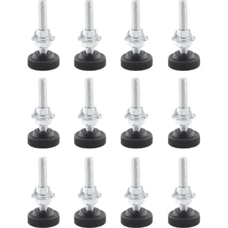 12 Pcs Adjustable Furniture Legs, M8 x 50mm Adjustable Legs, Stainless Steel Adjustable Furniture Legs with Locknut, Claw Nut and M10 Metal Drill Bit (1/4)