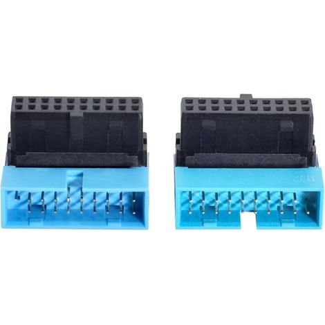 1 Set USB 3.0 Male to Female 20 Pin 19 Pin Extension Adapter Down and Up Angled 90 Degree for Motherboard (1/5)