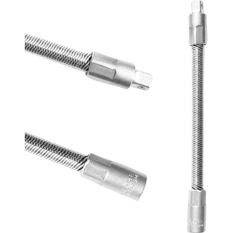 Extensión Flexible para Carraca 1/4" 150 mm, Alargadera Flexible Acero Cromo Vanadio,para carraca en zonas de difícil acceso , Herramienta resistente y duradera. (1/2)