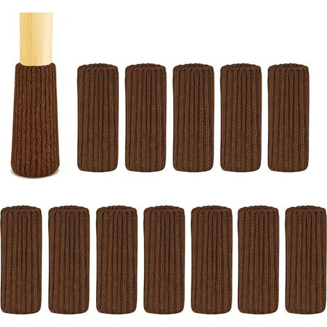 12 Pièces Chaussette Chaise Patin Antidérapant, Marron Élégant Élastique Protège Pied de Chaise, pour Pieds de Chaise Ronds, Meubles Et Sol, Évite Rayures Et Bruit (1/5)