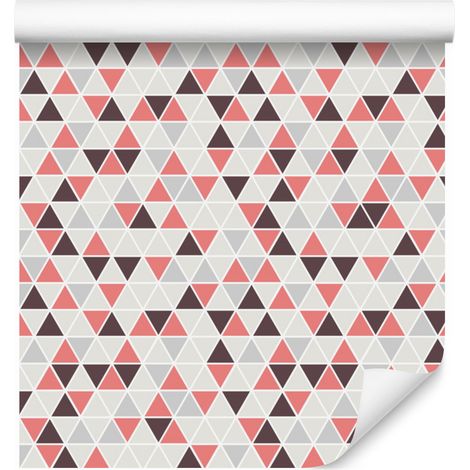Papel pintado con triángulos geométricos y coloridos para salón y dormitorio, 50x1000 cm. (1/5)