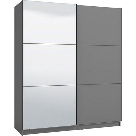 Armario Grande Verzino, Dormitorio 5 estantes, riel, 2 puertas, 179x210h cm negro antracita