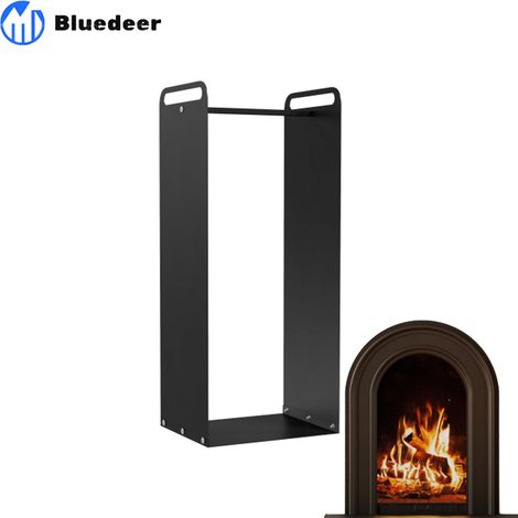 Kaminholzregal 36 x 30 x 90 cm Brennholzregal mit Griffe – Feuerholzregal für Outdoor – Indoor – bis 30 kg – Stahl – Schwarz (1/5)