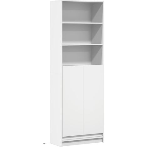 Credenza buffet cassettiera mobile contenitore organizer cucina soggiorno soggiorno alto con LED 69 x 32,5 x 200 cm legno composito bianco 020032215