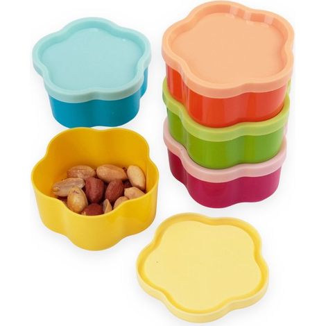 Ensemble de 5 mini boîtes de rangement - boîte à lunch - boîte à goûter - récipients à sauce - réutilisables - en plastique - disponibles en plusieurs couleurs (1/5)