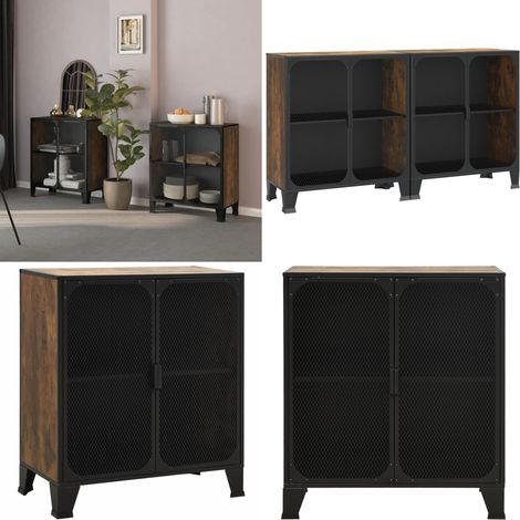 Lagerschränke 2 Stk. Rustikal Braun 72x36x82 cm Metall und MDF - Lagerschränke - Aufbewahrungsraum - Wohnzimmermöbel - Schlafzimmermöbel - Industrieller Stil - Home & Living
