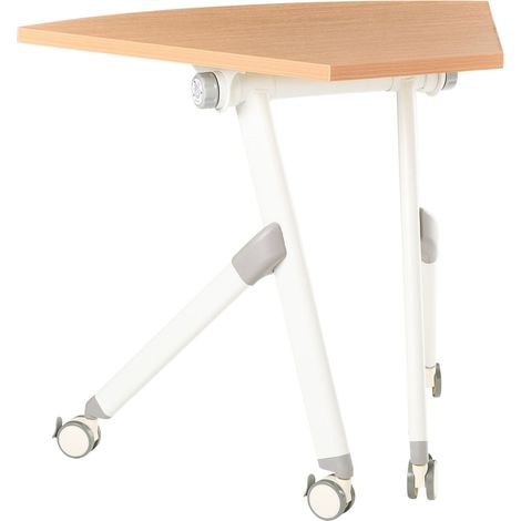 Folding Office Desk Brown Metal Frame MFC Tabletop 90 x 64 cm Foldable Portable Mobile Table with Casters Modern Design BENDI