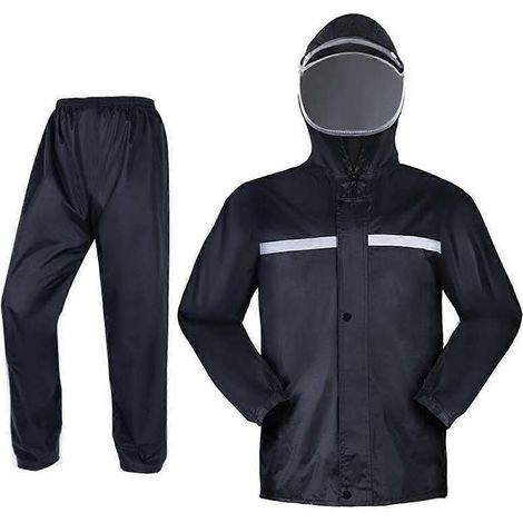 Ensemble imperméable pour homme, masque imperméable, imperméable pour le travail en extérieur, la randonnée, le vélo et la pêche, poncho résistant aux intempéries, taille 4XL (1/4)