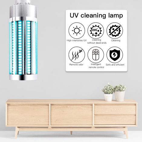 Lampe de nettoyage ultraviolette domestique avec télécommande réglable pour l'élimination des acariens, lumière UV 60W, lampe unique (110V-265V), (1/5)