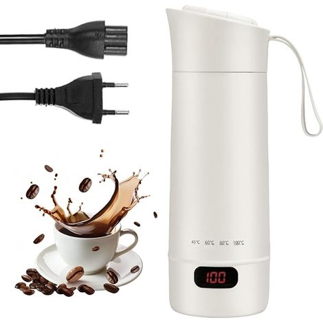 Mini Bouilloire Electrique De Voyage, Mini Bouilloire De Voyage, Mug De Voyage Chauffant, 400ML Bouilloire Electrique, Fermeture Automatique, 300W Chauffe Biberon Portable Pour Café Lait Thé Voiture (1/5)
