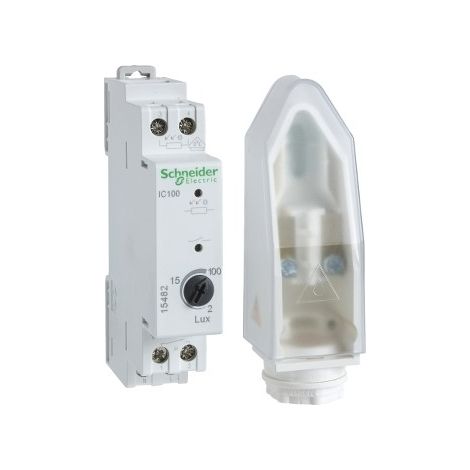 Schneider 15482 Acti9 IC 100 - interrupteur crépusculaire - 2..100 lux - avec cellule murale (1/2)