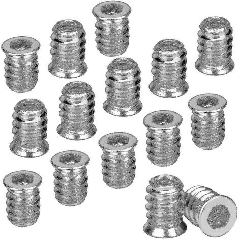Lot de 100 inserts filetés en bois écrous hexagonaux M6 x 15 mm vis à tête creuse filetée en alliage de zinc M6 pour meubles chaises lits en bois XiXi (1/5)