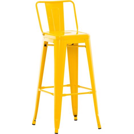Tabouret de bar x1 style industriel avec dossier repose pieds et protections de sol métal jaune finition naturelle 100000710 (1/5)