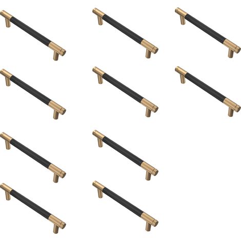 Poignée De Meuble - 128 mm - Alliage Métallique Doré Et Noir - Pour Armoires Tiroirs Placards Cuisine Bureau - Lot De 10 (1/5)