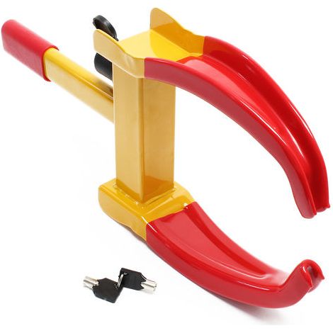 Wiltec Radkralle 480 x 245-340 x 73 mm, für Reifen 175-225 mm, Parkkralle Reifenkralle aus Stahl zur Diebstahlsicherung, Wegfahrsperre inkl. Schlüssel (1/5)