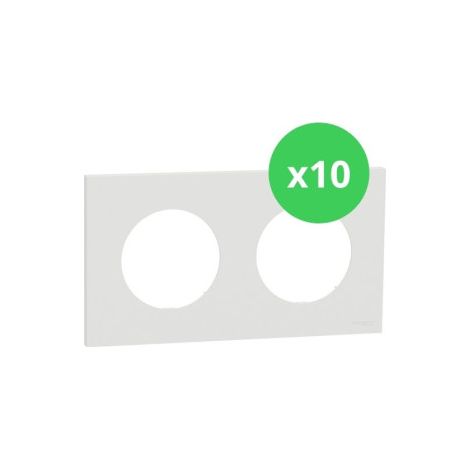 Schneider - Odace 2025 - LOT de 10 Plaques de finition 2 postes - Blanc craie - Ru00e9f : S920704 x 10 (1/5)