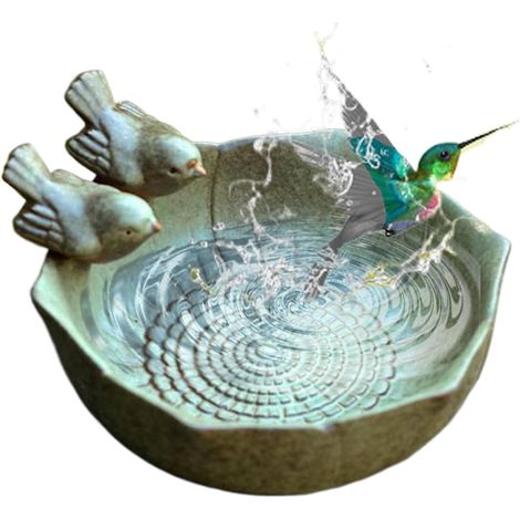 Bain d'oiseaux en Céramique Au Sol - Bassin De Nourrissage Au Sol pour (1/5)
