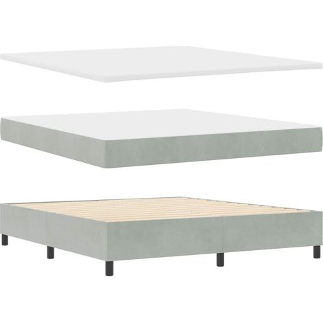 vidaXL Cama con Somier con Colchón y Banco Gris Claro 180x200 cm Terciopelo (1/5)