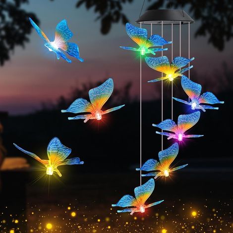 Windspiel Schmetterling Solar LED Garten Wasserfest Schmetterling Blau (1/5)