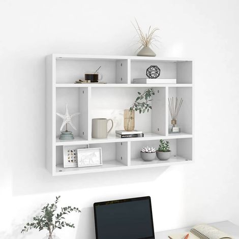 vidaXL Estantería de pared madera contrachapada blanco 75x16x55 cm (1/5)