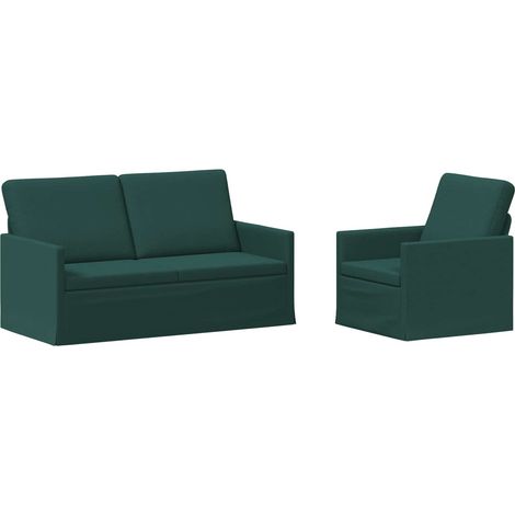 Sofa-Set 2 pcs Dunkelgrün Stoff vidaXL (1/5)