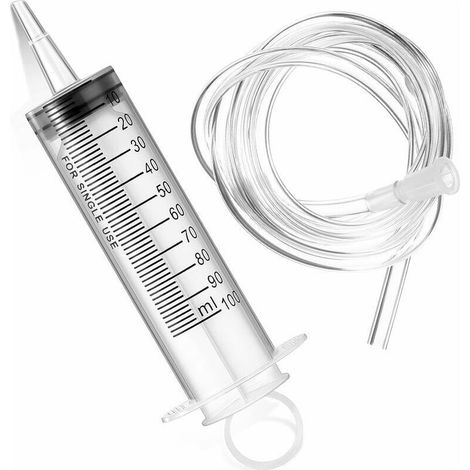 Seringue en Plastique avec Tube Grande Seringue en Plastique avec Tuyau Flexible Grande Seringue de Mesure en Plastique pour Laboratoires Scientifiques, Applicateur de Colle, Expériences- (1/4)