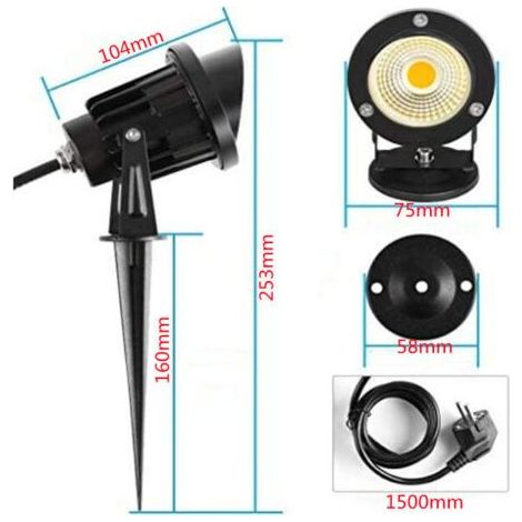 Spot LED Extérieur 9W avec Piquet 3000K-3300k 900LM Éclairage Extérieur LED à Piquer Lampe Jardin étanche IP65 Blanc Chaud Lot de 2