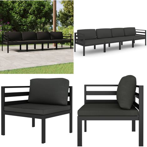 Salon de jardin 4 pcs avec coussins Aluminium Anthracite - Salon De Jardin - Meubles De Jardin - Mobilier Extérieur - Set De Salon De Jardin - Canapé D'angle - Home & Living (1/5)