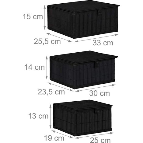 Set di 3 cestini portaoggetti decorativi in bambù nero 1300024912