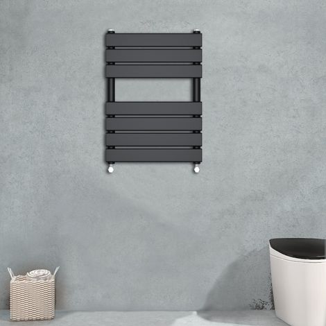 Flat Panel Heated Towel Rail Bathroom Rad Radiator Black 650x500mm