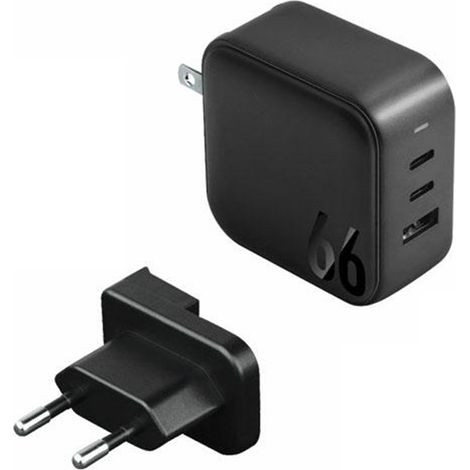 Cargador de red ENERGEA 1xUSB+2xUSB-CPD-PPS-QC 3.0 66W 2C1A negro/negro US+EU Travelite GAN66 (1/5)
