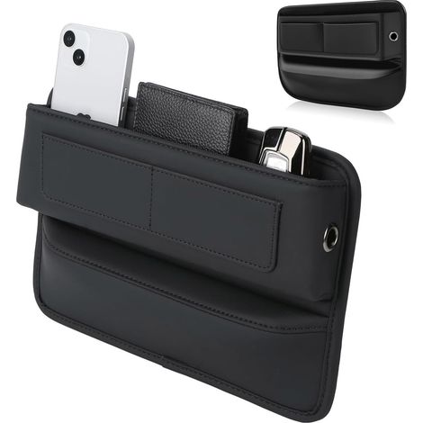 Organizer laterale per seggiolino auto, contenitore per seggiolino auto, organizer universale per auto, contenitore per auto per carte, occhiali da sole, portafoglio, telefono, chiavi (nero)
