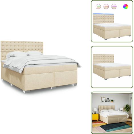 vidaXL Boxspringbett mit Matratze Creme 180x200 cm Stoff (1/5)