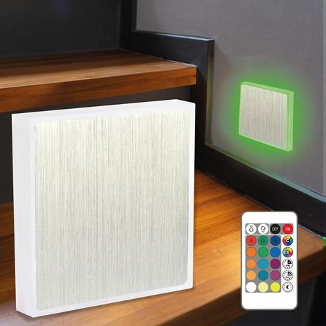 LED Treppenleuchte IP44 eckig Alu-gebürstet - Lichtfarbe: RGB+CCT 2W - Lichtaustritt: Halo (1/5)