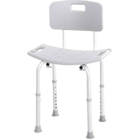 Chaise de Douche siège de Douche Ergonomique Hauteur réglable Pieds antidérapants Charge Max. 136 Kg alu HDPE Gris (1/5)