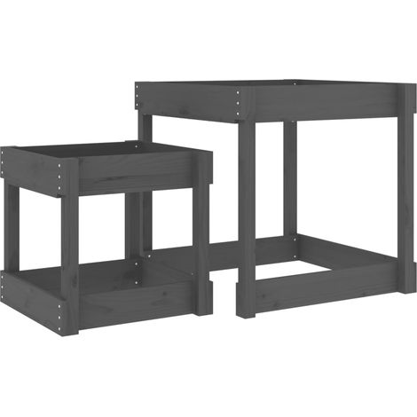 Tables à sable 2 pcs gris bois de pin massif CFW634005 (1/5)