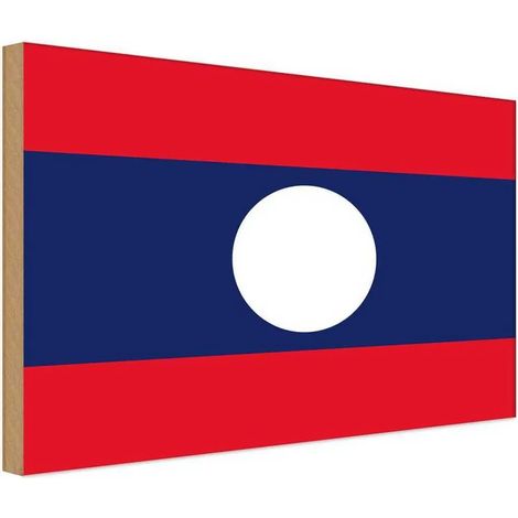 Panneau en bois 30x40 cm Drapeau du Laos, armoiries (1/4)