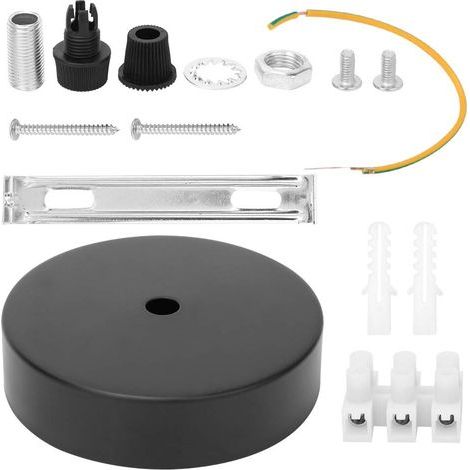 Support d'ampoule de forme ronde en aluminium, support de lampe, pour le bureau de balcon de salon de chambre à coucher de hall d'exposition(black) (1/5)