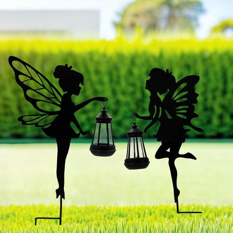 Lanternes allées pelouses solaires, lot de 2, guirlandes de jardin patios pour décoratives, en métal, lumineuses et décorations extérieures, 3 000 K (1/5)