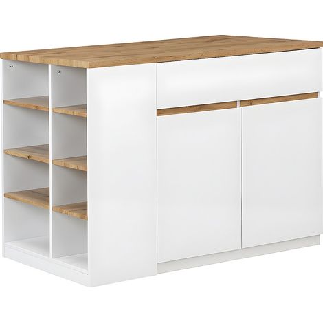 Isola centrale da cucina con vani portaoggetti Bianco e Rovere - MEILI (1/4)