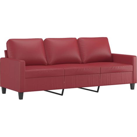 Canapé à 3 places,Sofa pour Salon,Banquette Rouge bordeaux 180 cm Similicuir CFW798609 (1/5)