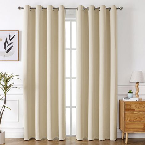 Rideau Occultant - Rideau Transparent - 130 x 100 cm - Polyester - Jaune - Pour Chambre - Double Couche ou Simple Couche - Lot de 2 (1/5)
